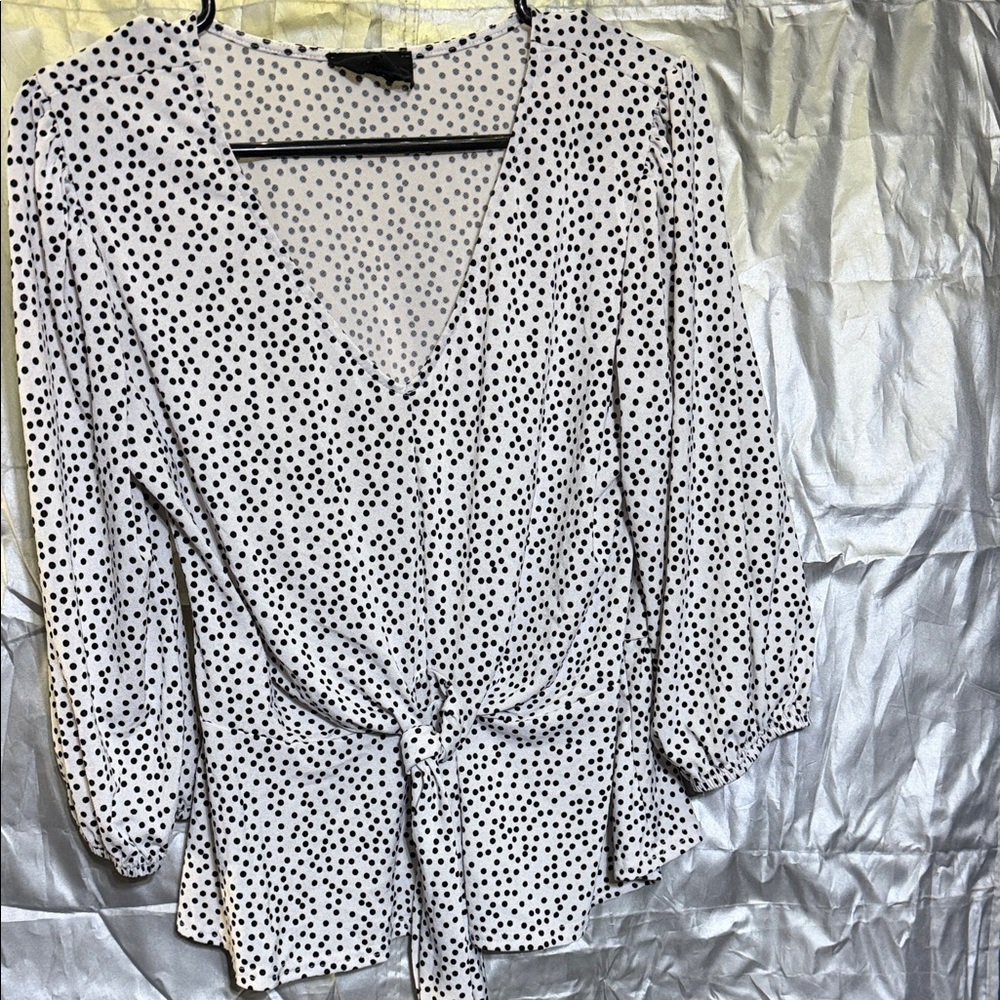 Chic Black and White Polka Dot Blouse